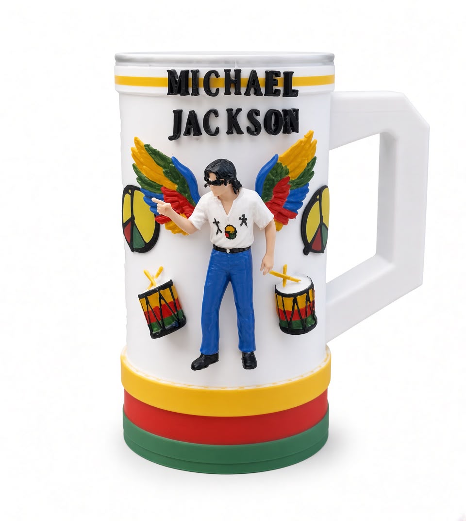 Jarra personalizada con figura y colores inspirados en reggae